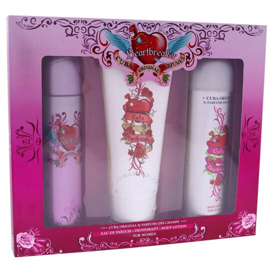 Cuba Heartbreaker by Cuba for Women - 3 Pc Gift Set 3.3oz EDP Spray, 6.7oz Body Spray, 4.3oz Body Lotion