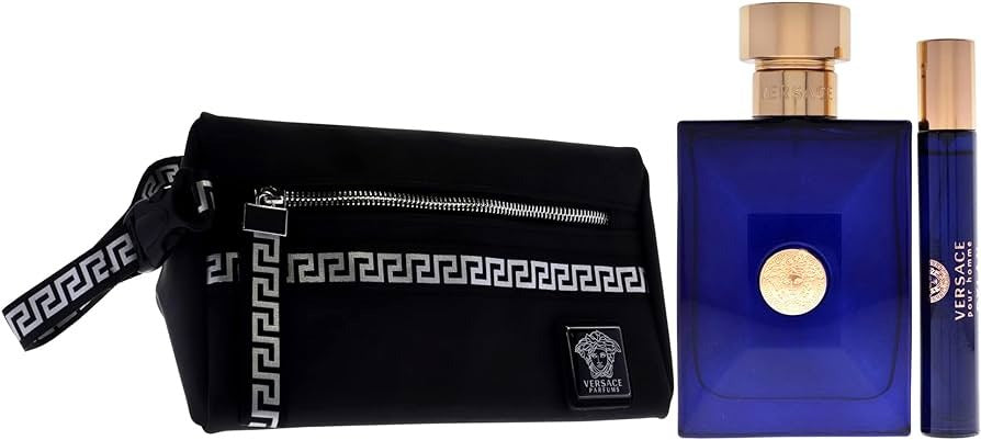 Dylan Blue by Versace for Men - 3 Pc Gift Set 3.4oz EDT Spray, 10ml EDT Spray, Blue Pouch