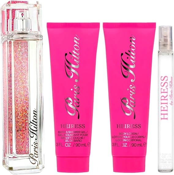 Heiress by Paris Hilton for Women - 4 Pc Gift Set 3.4oz EDP Spray, 0.34oz EDP Spray, 3oz Body Lotion, 3oz Bath & Shower Gel