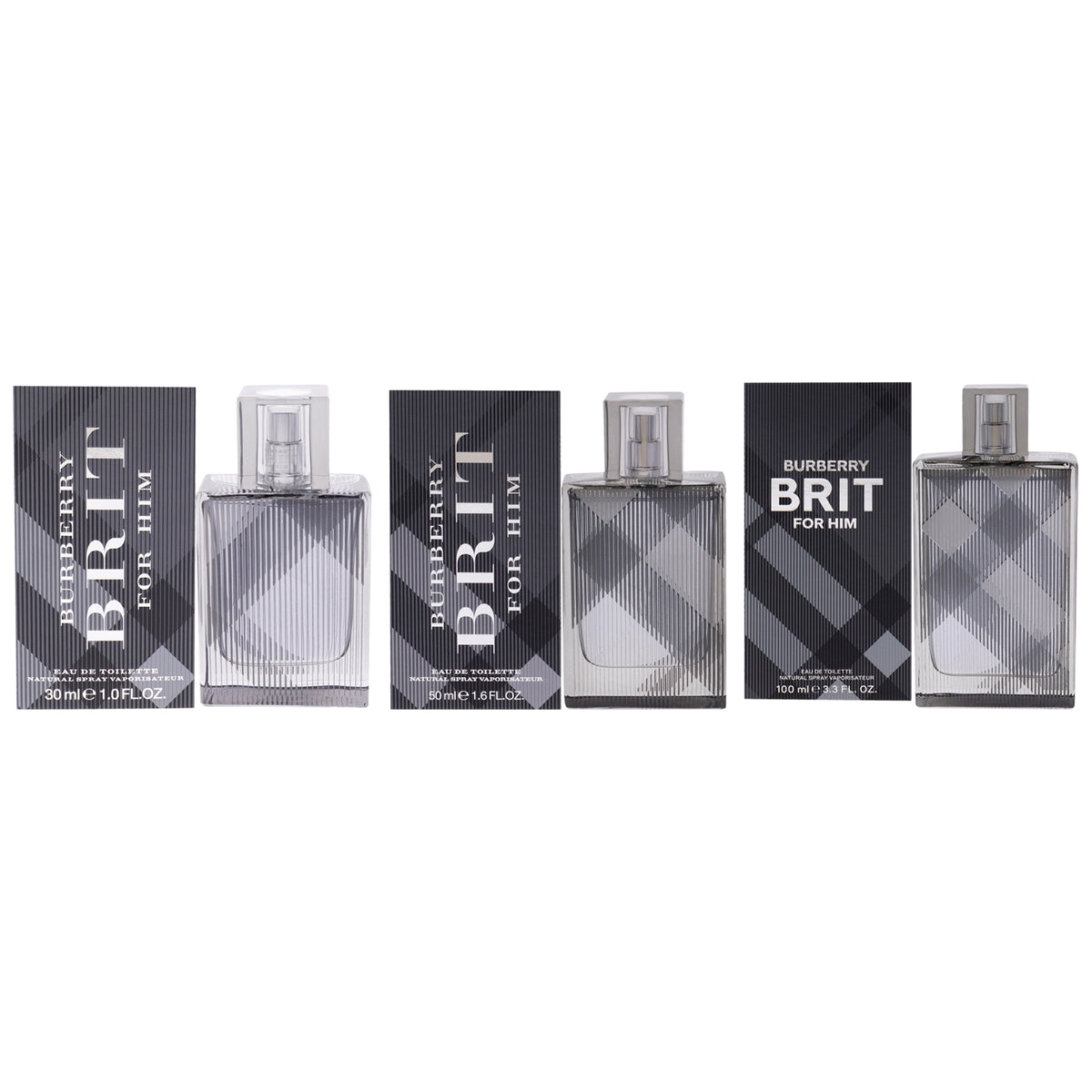 Burberry Brit Kit by Burberry for Men - 3 Pc Kit 3.3 oz EDT Spray, 1.7 oz EDT Spray, 1 oz EDT Spray