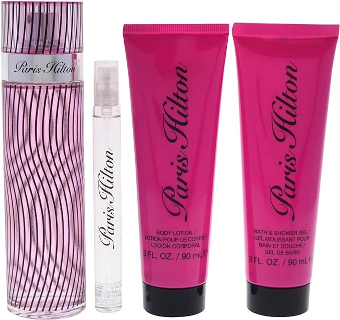 Paris Hilton by Paris Hilton for Women - 4 Pc Gift Set 3.4oz EDP Spray, 0.34oz EDP Spray, 3oz Body Lotion, 3oz Bath and Shower Gel