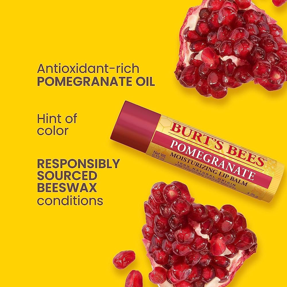 Pomegranate Moisturizing Lip Balm Blister by Burts Bees for Unisex - 0.15 oz Lip Balm - Pack of 6