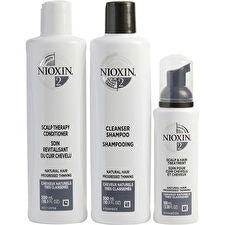 System 2 Kit by Nioxin for Unisex - 3 Pc 10.1oz Cleanser Shampoo, 10.1 oz Scalp Therapy Conditioner, 1Liter Scalp and Hair Treatment