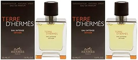 Terre DHermes Eau Intense Vetiver by Hermes for Men - 1.6 oz EDP Spray - Pack of 2