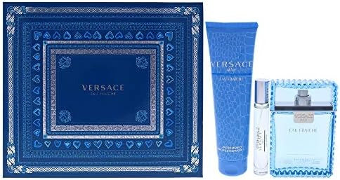 Versace Man Eau Fraiche by Versace for Men - 3 Pc Gift Set 3.4oz EDT Spray, 10ml EDT Spray, 5oz Bath and Shower Gel