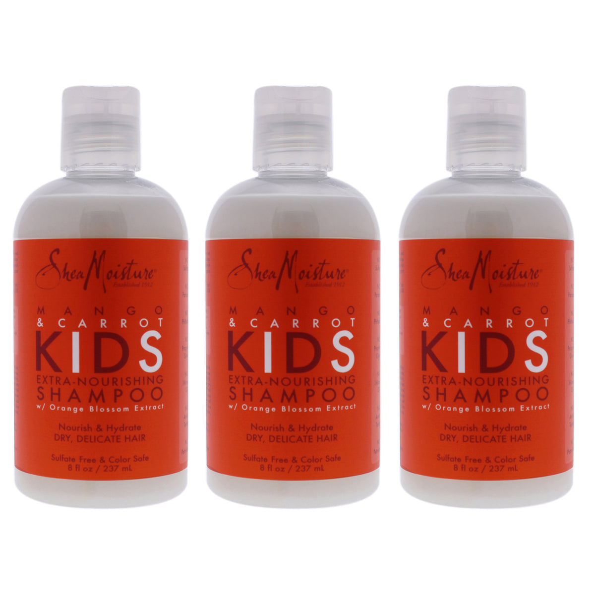 Mango Carrot Kids Extra-Nourishing Shampoo by Shea Moisture for Kids - 8 oz Shampoo - Pack of 3